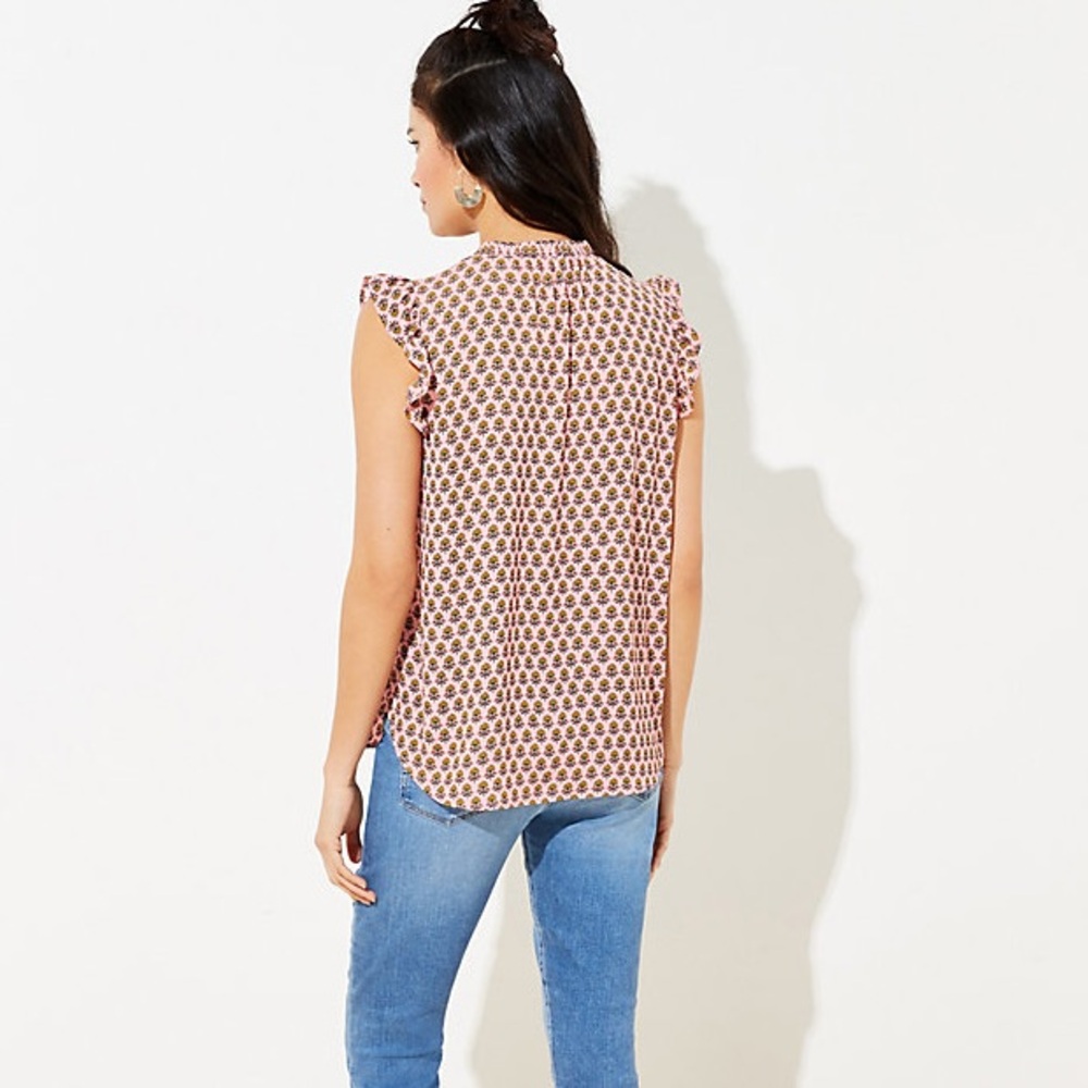 Loft Garden Ruffle Split Neck Top - Picture 2 of 6